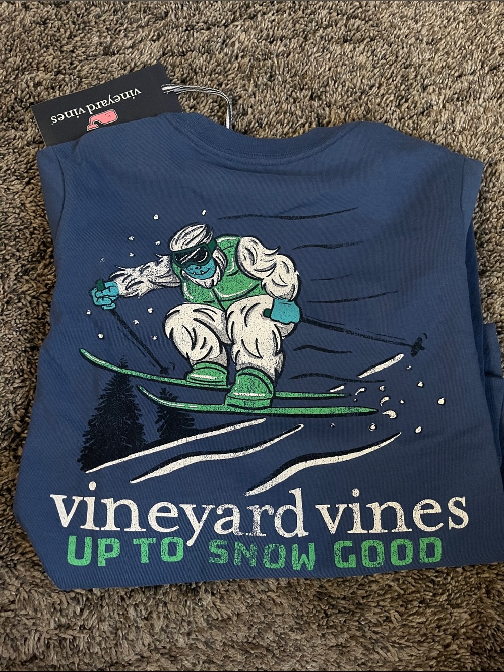 Vineyard Vines YETI Navy Long-Sleeve Tee with Skier! New. Size 5!